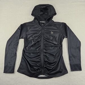 Reel Life North Shore Full‎ Zip Hoodie Black Ruched Back Pocket Womens Large